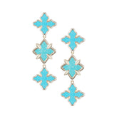 Cross Linear Statement Earrings in Turquoise/Gold