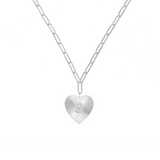 Adorned Heart Initial Necklace in Silver