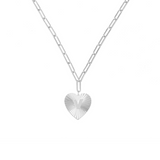 Adorned Heart Initial Necklace in Silver