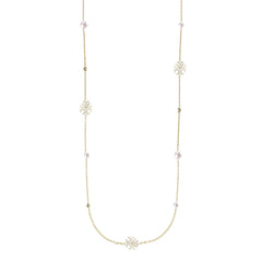 Adorned Pearl Logo Station Necklace in Gold