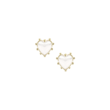 Adorned Heart Stud Earring in White Enamel