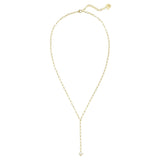 Shine Bright Pearl Lariat Necklace Ivory Pearl Gold