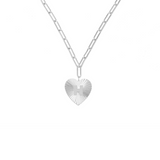 Adorned Heart Initial Necklace in Silver