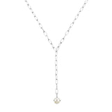 Shine Bright Pearl Lariat Necklace in Silver