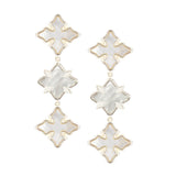 Cross Linear Statement Earrings Ivory Pearl Gold Gold