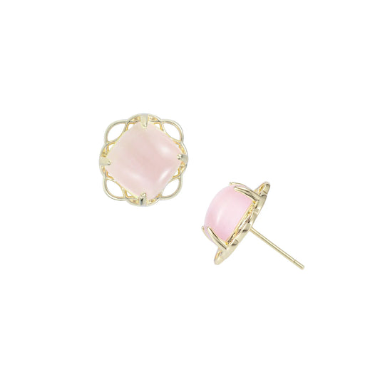 Blossom Stud Earrings Pink Cats Eye