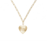 Adorned Heart Initial Necklaces in Gold