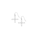 Shes Classic Mini Cross Drop Earrings Silver