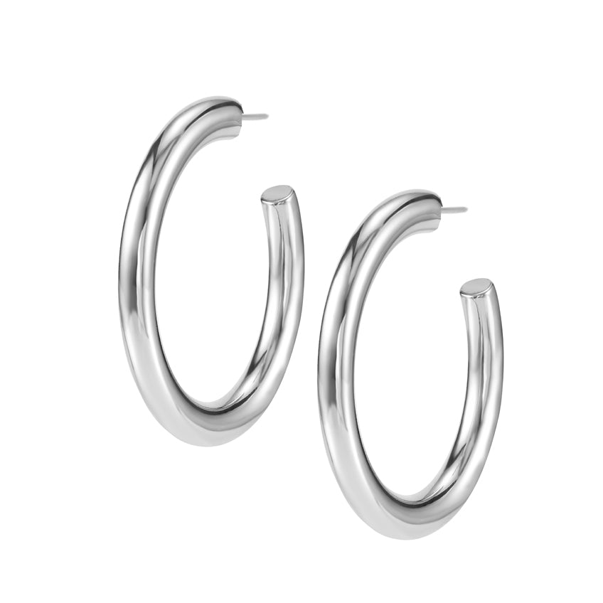Just Dance Hoop Earrings Silver