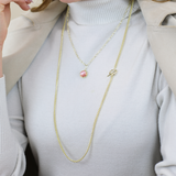 Shes A Gem Adjustable Necklace Pink Cats Eye Gold