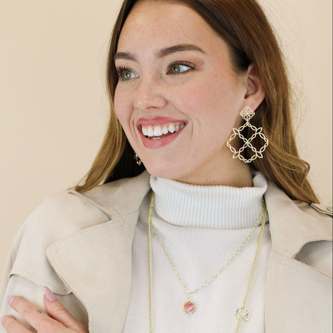 Bloom Statement Earrings in Pink Cat's Eye