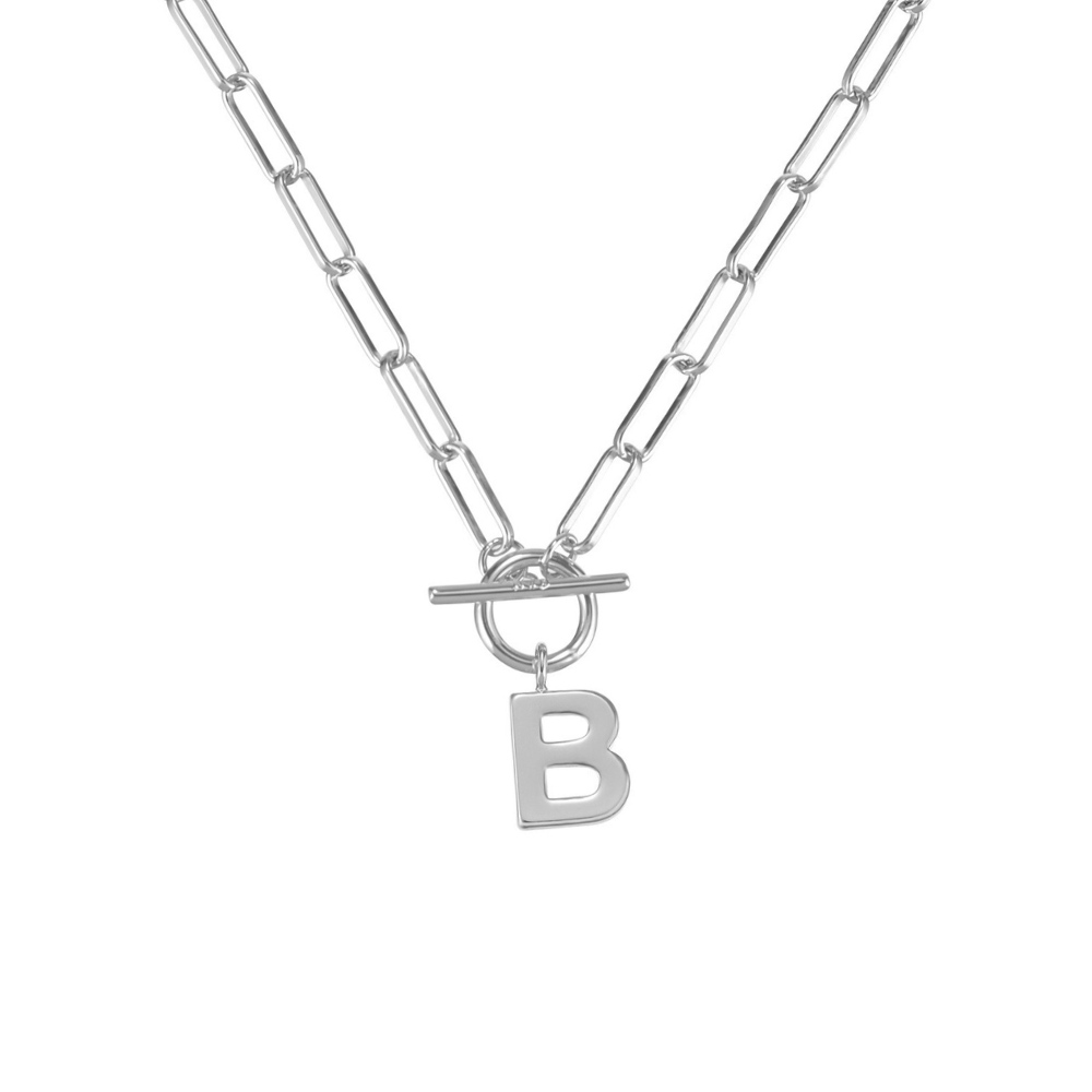 Toggle Initial Necklace in Silver