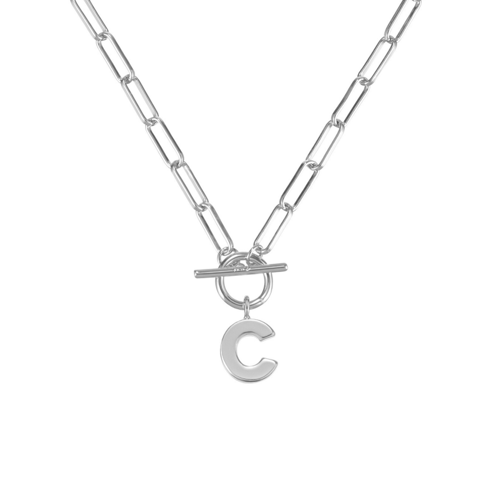 Toggle Initial Necklace in Silver