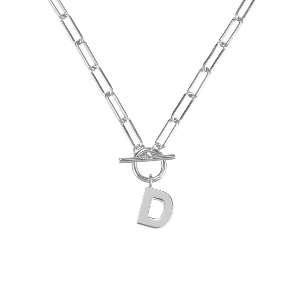 Toggle Initial Necklace in Silver