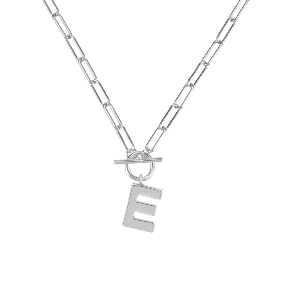 Toggle Initial Necklace in Silver