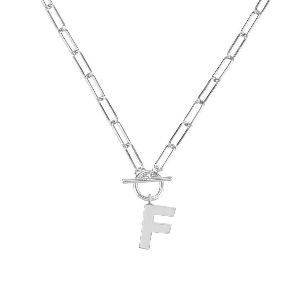 Toggle Initial Necklace in Silver