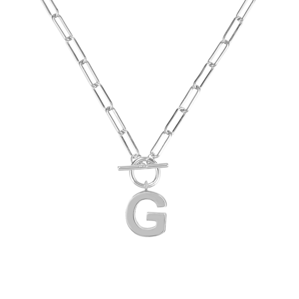 Toggle Initial Necklace in Silver