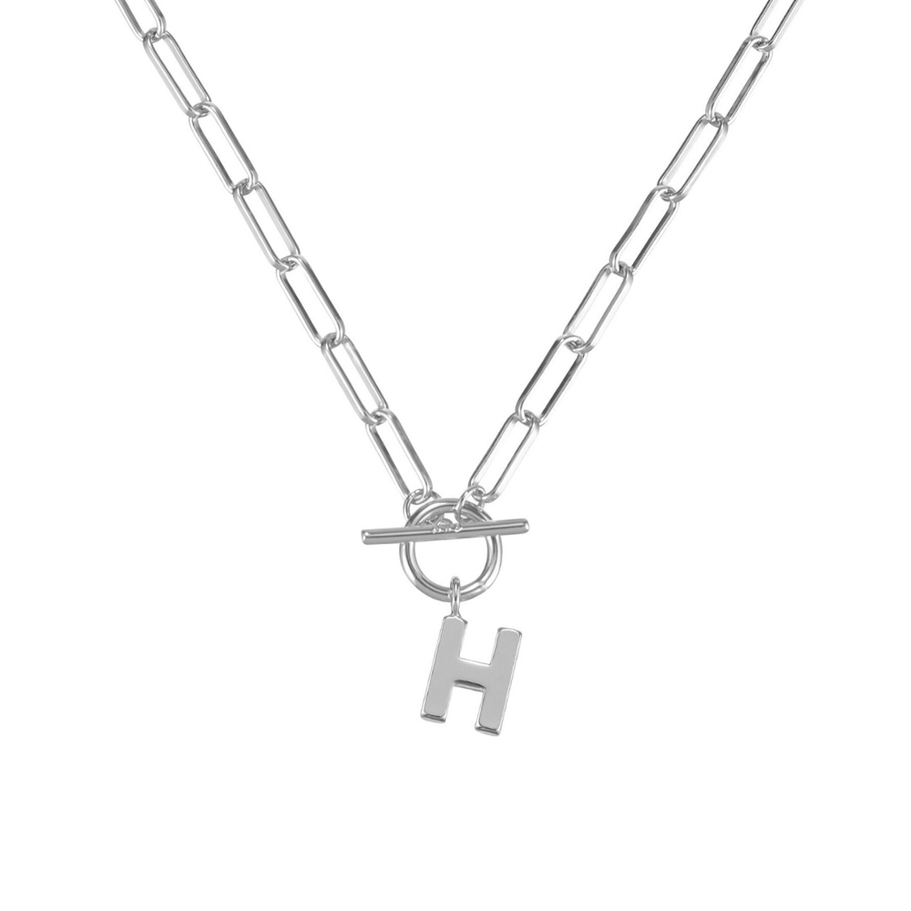 Toggle Initial Necklace in Silver