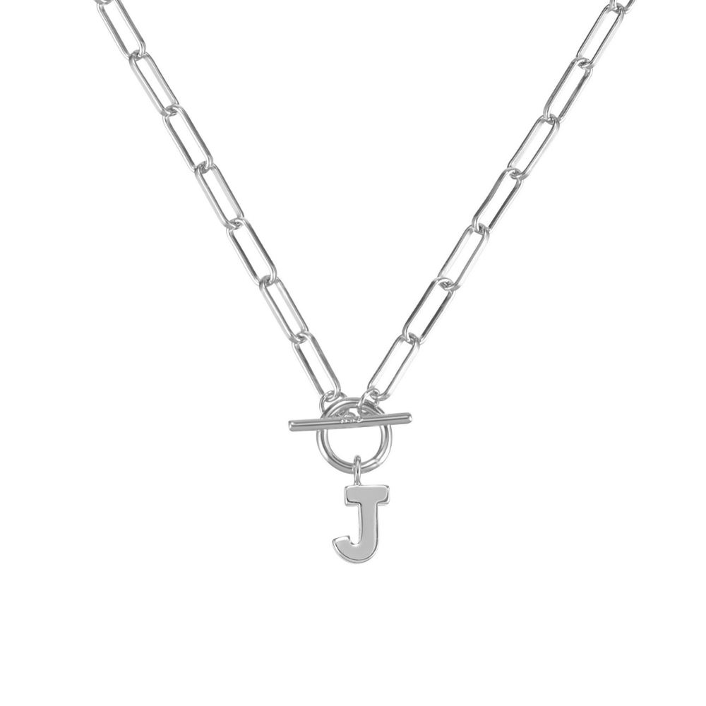 Toggle Initial Necklace in Silver