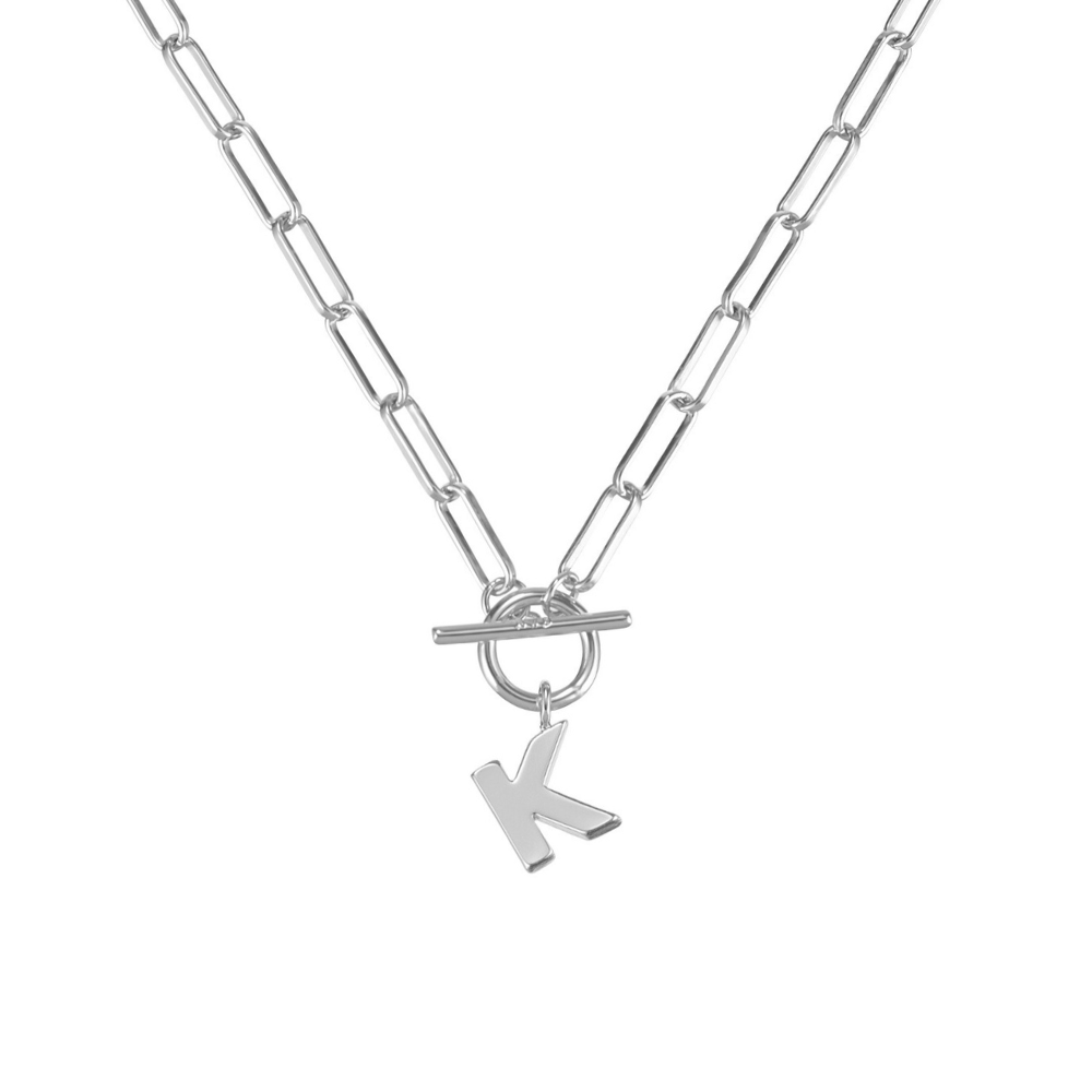 Toggle Initial Necklace in Silver