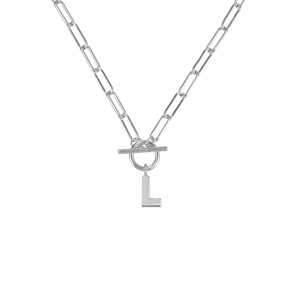 Toggle Initial Necklace in Silver