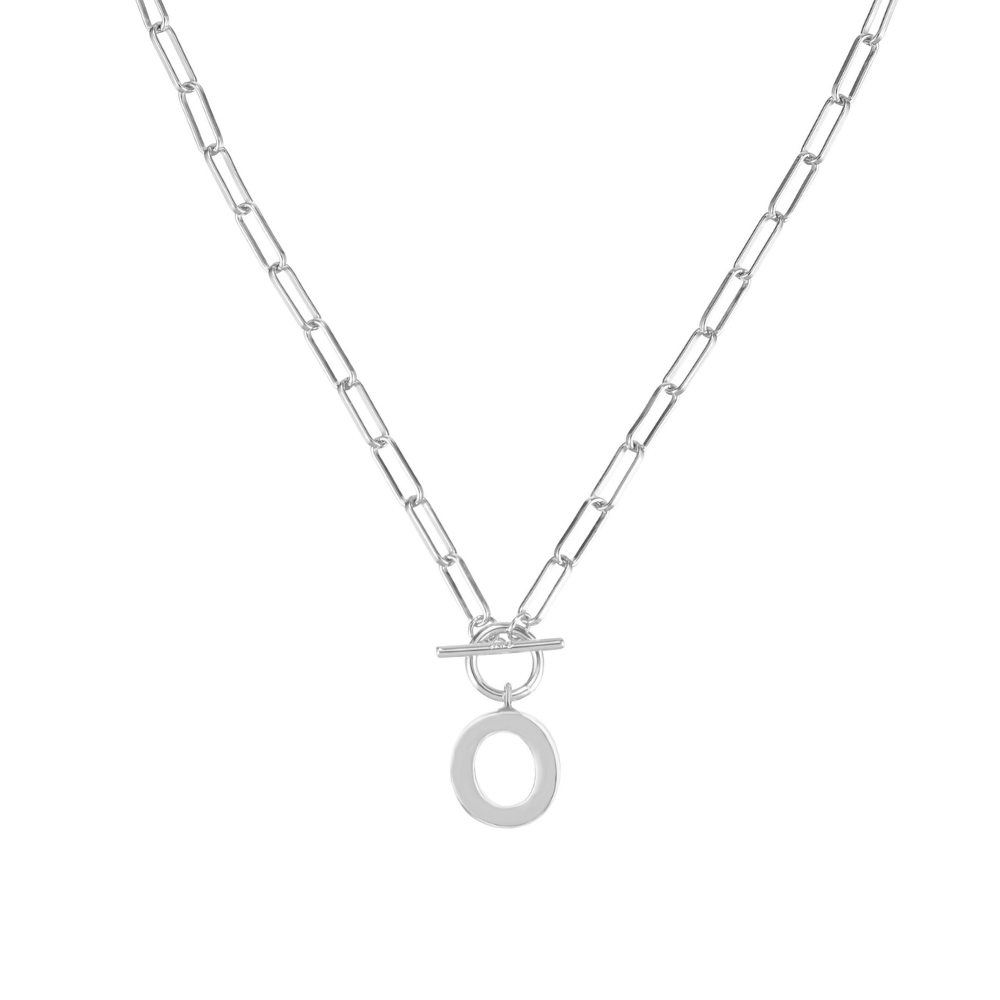 Toggle Initial Necklace in Silver