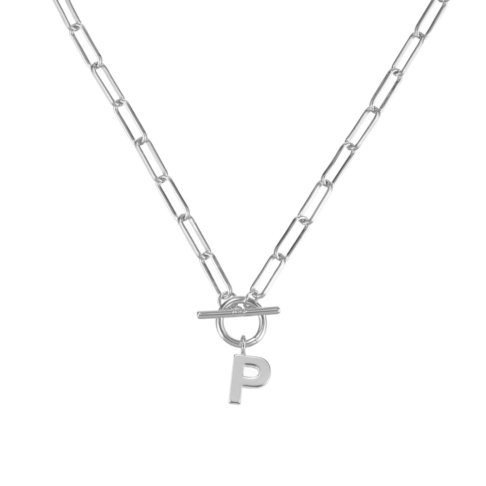 Toggle Initial Necklace in Silver