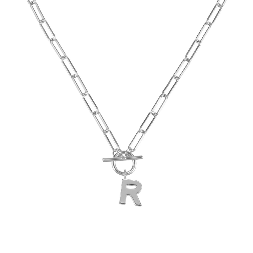 Toggle Initial Necklace in Silver