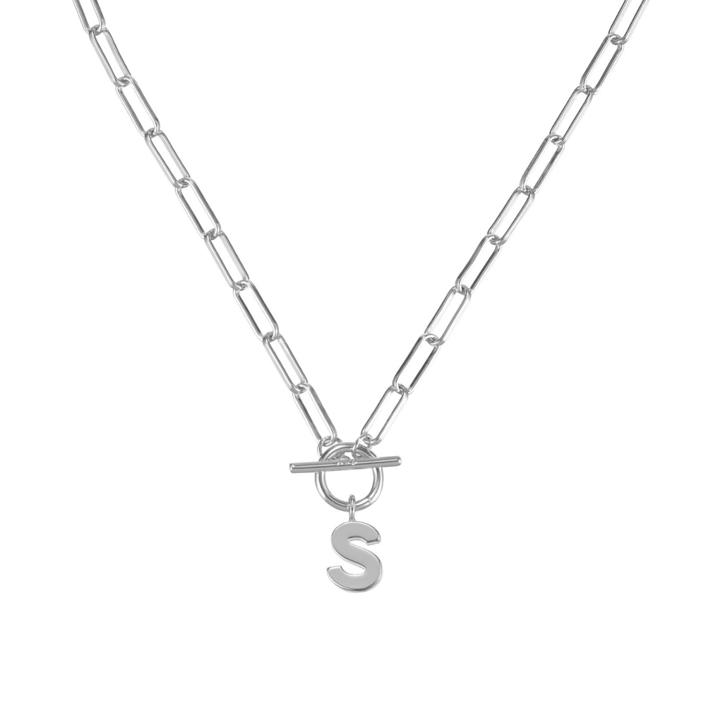 Toggle Initial Necklace in Silver