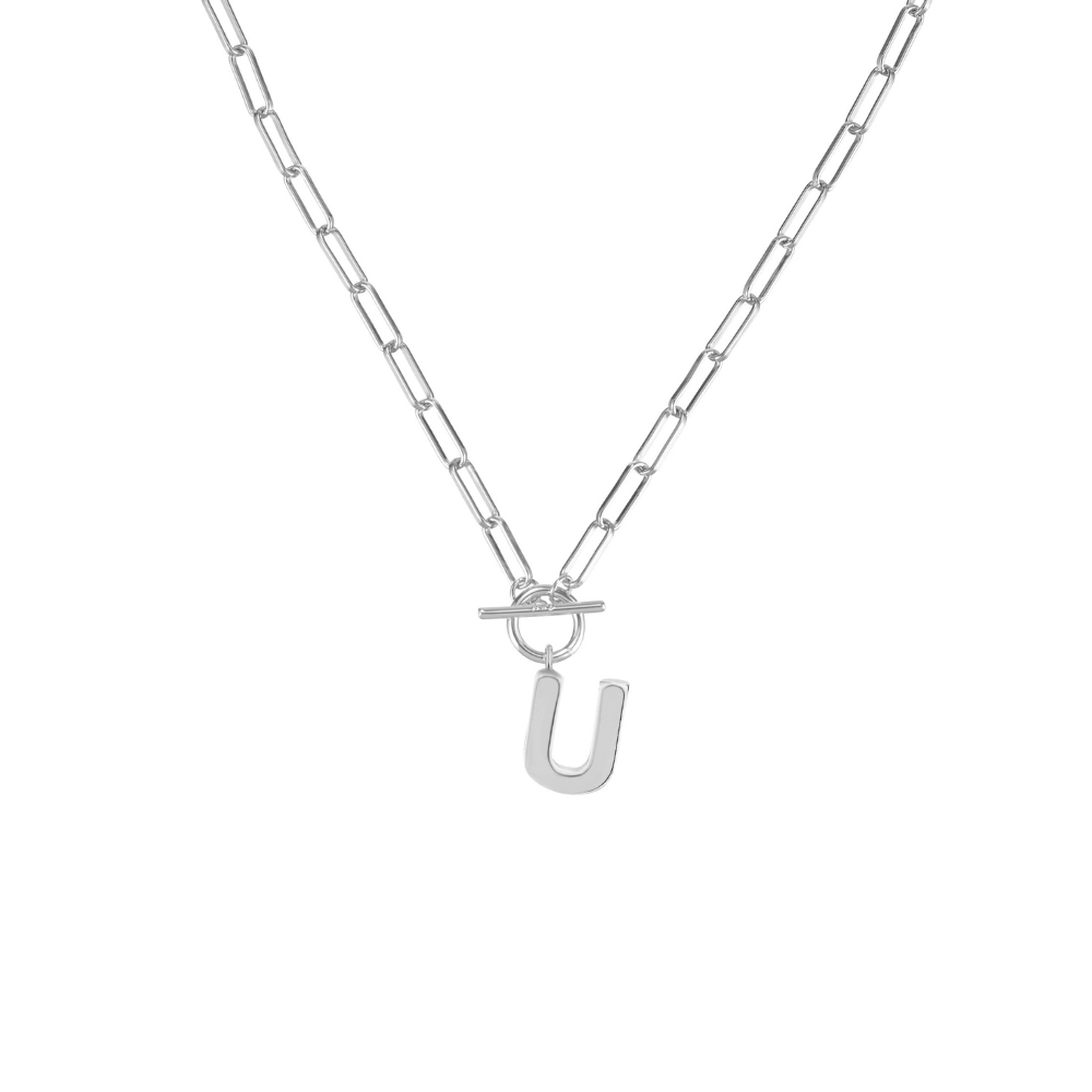 Toggle Initial Necklace in Silver