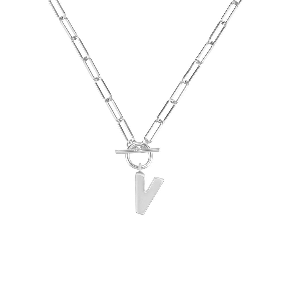 Toggle Initial Necklace in Silver