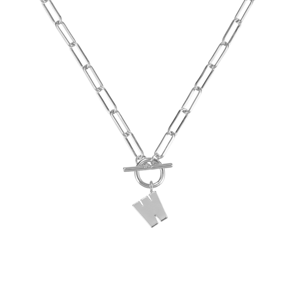 Toggle Initial Necklace in Silver