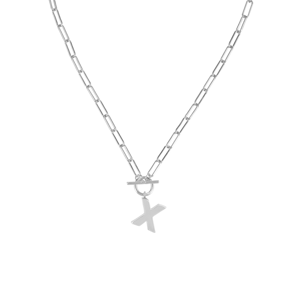 Toggle Initial Necklace in Silver