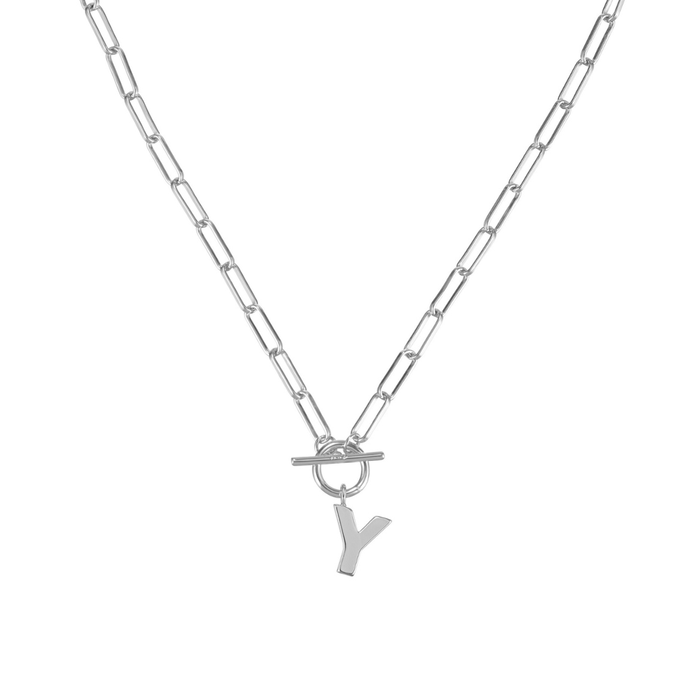 Toggle Initial Necklace in Silver