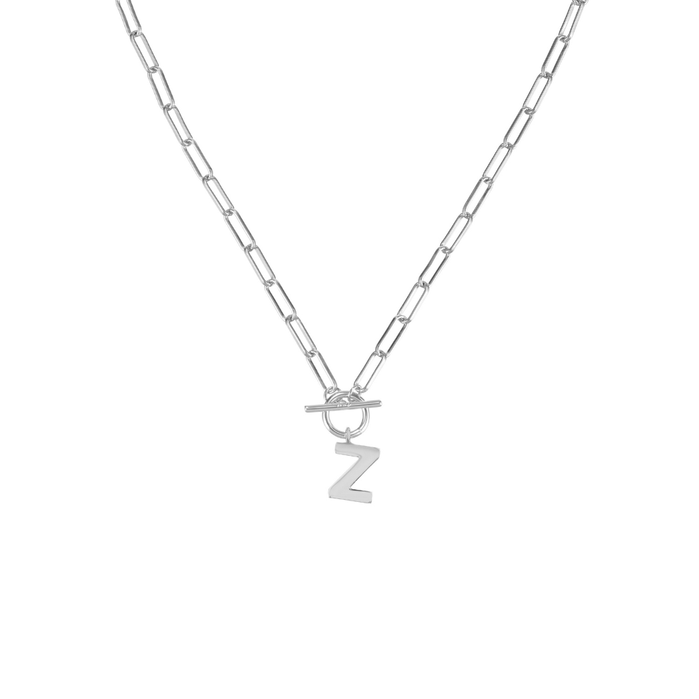 Toggle Initial Necklace in Silver