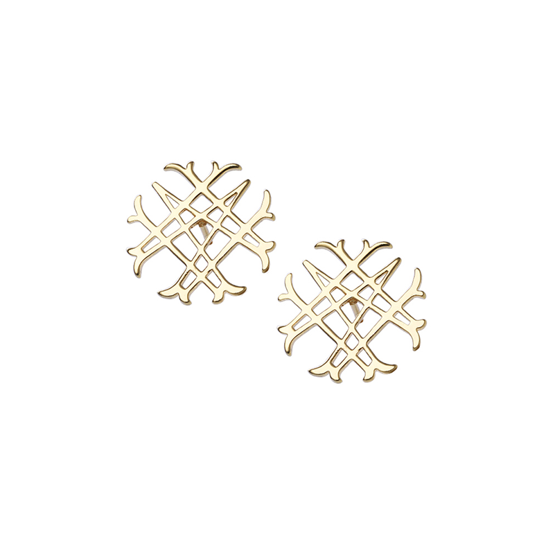 Logo Stud Earrings in Gold