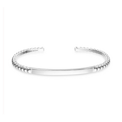 Beaded Cuff Stacking Bracelet in Silver