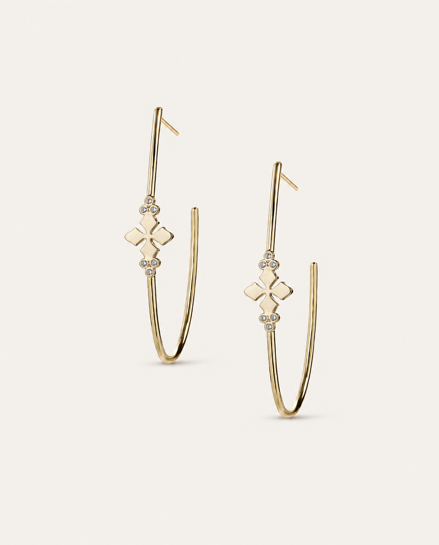 Believer Cross Hoop Earrings Gold