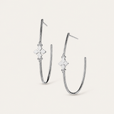 Believer Cross Hoop Earrings Silver