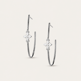 Believer Cross Hoop Earrings Silver