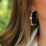 Beaded Cross Hoop Earrings in Gold