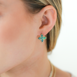 Cross Stud Earrings Abalone Shell Gold