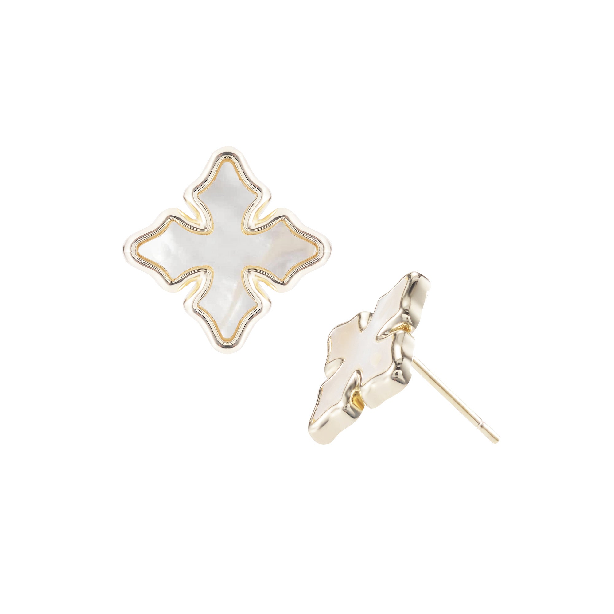 Cross Stud Earrings in Pearl/Gold