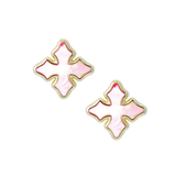 Cross Stud Earrings in Pink