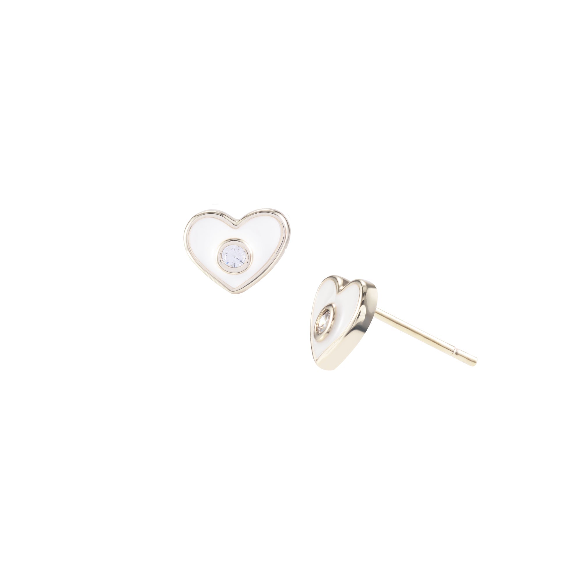 Little Minis Heart Earrings in Pearl