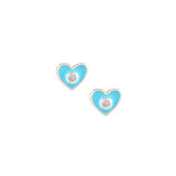 Little Mini Heart Earrings in Turquoise Enamel