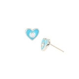 Little Mini Heart Earrings in Turquoise Enamel