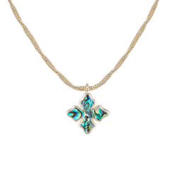 Cross Drop Necklace in Abalone Shell