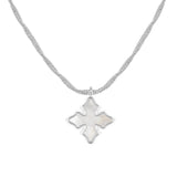 Cross Drop Necklace in Ivory Pearl/Silver