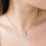 Cross Drop Necklace Abalone Shell Gold